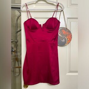 Oh Polly burgundy wine mini dress